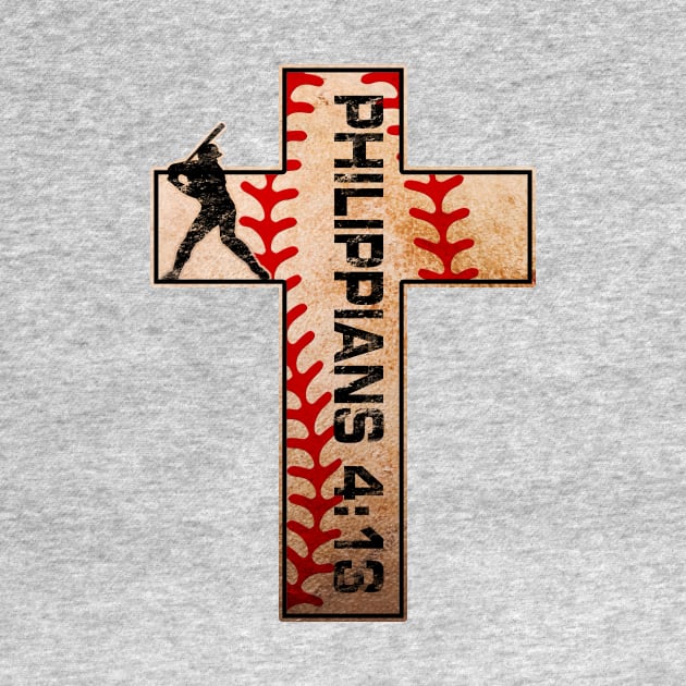 Philippians 4:13 Baseball Cross Jesus Christ Strength by TeeCreations